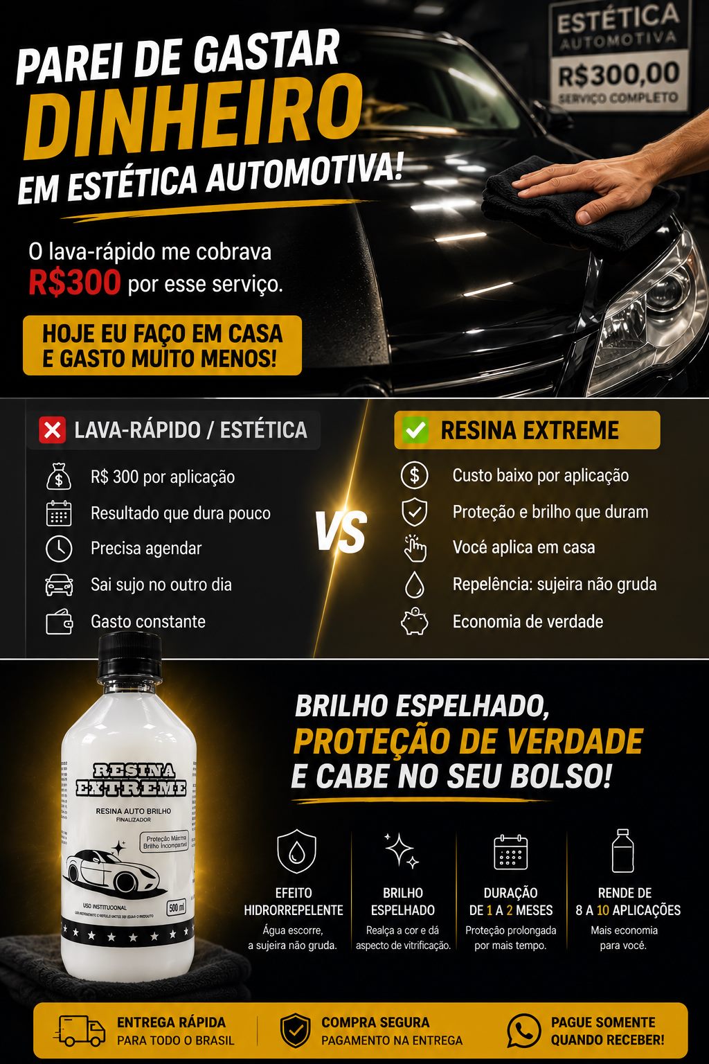 Comparativo entre estetica automotiva cara e Resina Extreme